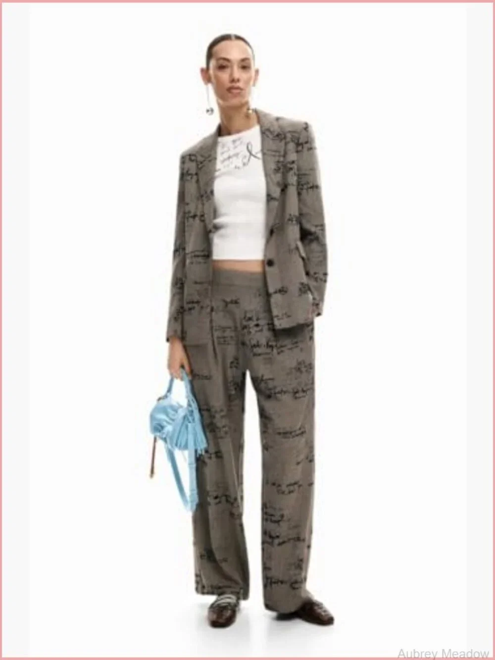 Trench Coat with Zipper Closure Long Sleeve Letter Print